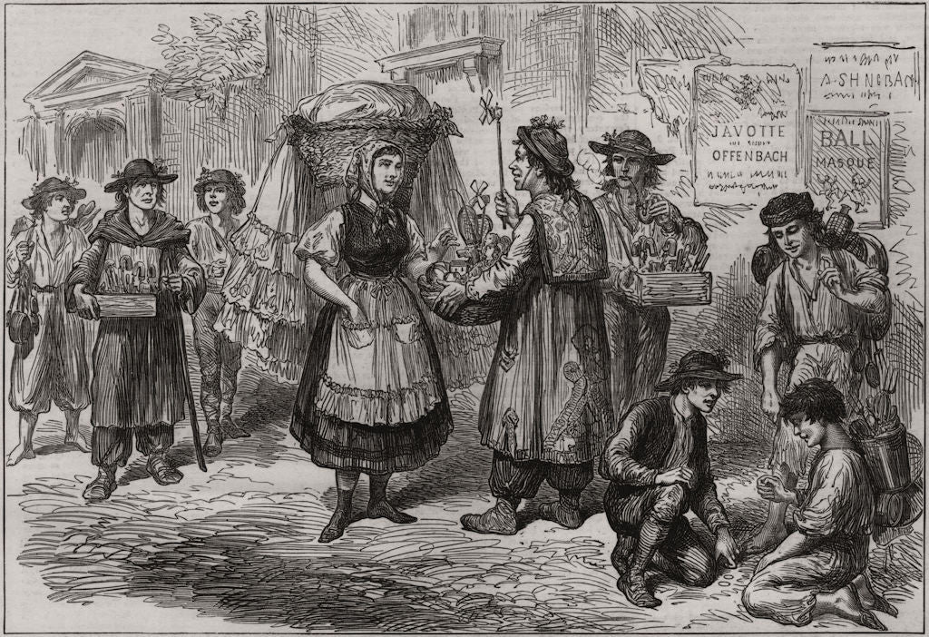 Sketches in Vienna. Pedlars and laundress. Austria 1873 old antique print